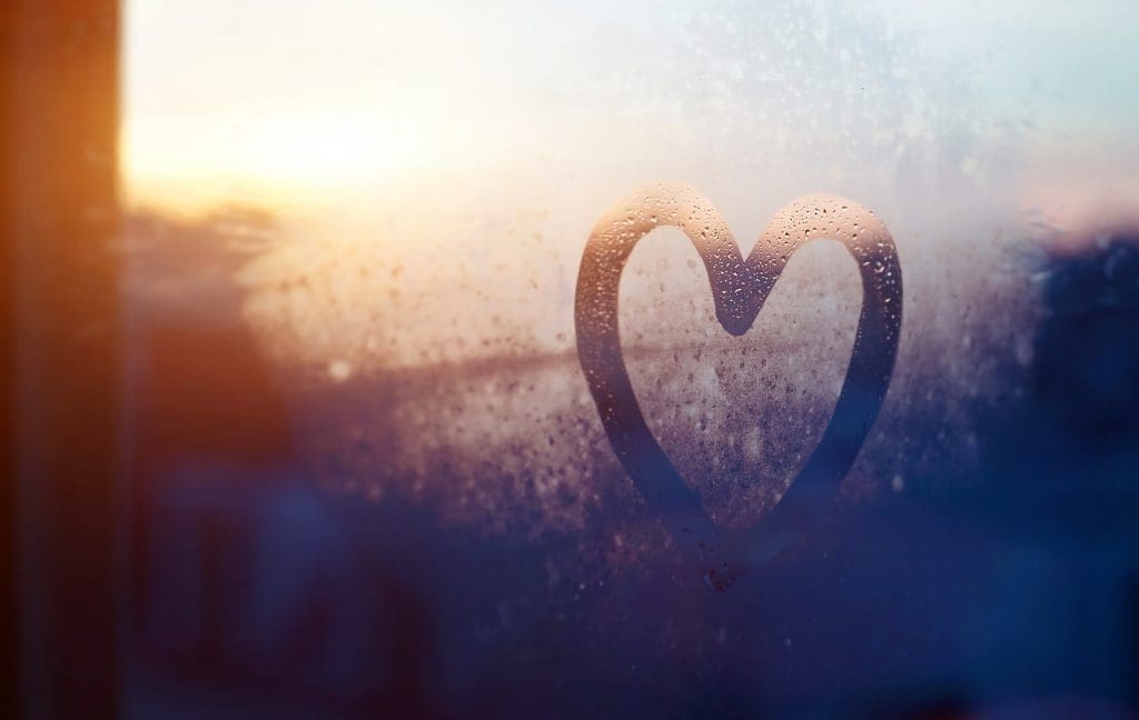Condensation heart drawn on a window