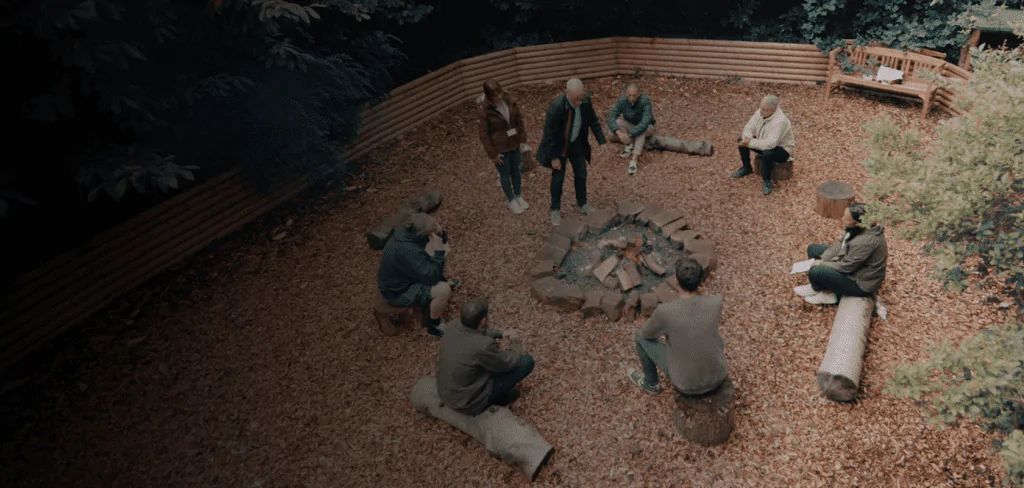 Outdoor group therapy at Delamere