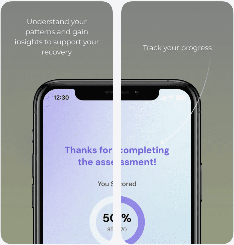 Delamere Alumni App patterns and insights to support recovery screen